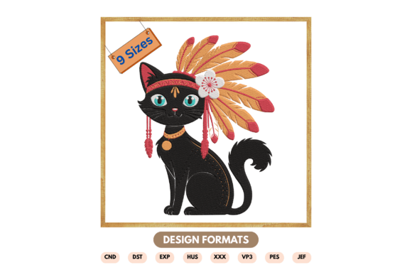 Black Cat with Feather Embroidery Design Review