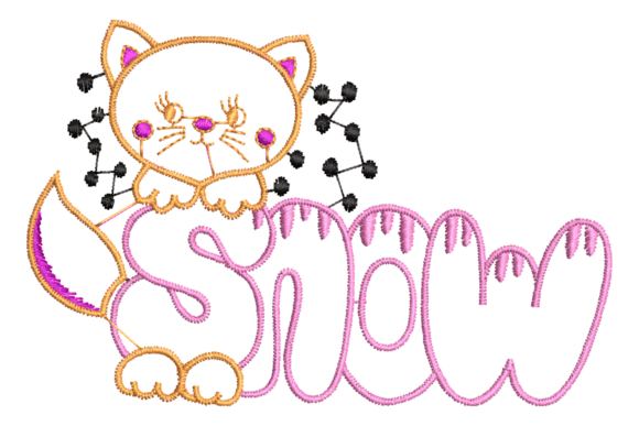 Cat with “SNOW” Embroidery Design Review