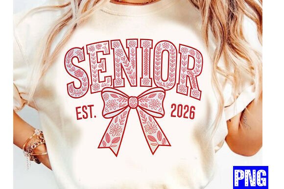 Senior 2026 Embroidery PNG, Floral Grad Review